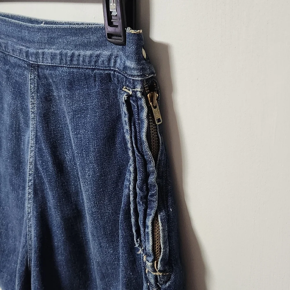 VTG 1950s Levi's Denim Family Side Zip Dark Blue Jean Shorts RARE JR 14 - Picture 4 of 10